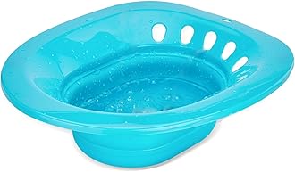 Pochik Sitz Bath, Sitz Bath for Toilet Seat, Postpartum Care, Hemorrhoids Relief, Sits Bath Kit for Women, Collapsible, Flusher Hose, Wider Seating Area, Deeper Bowl (Ocean Blue)