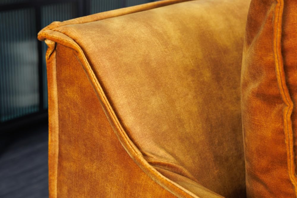 3-Sitzer Sofa HEAVEN - 200cm - senfgelb - Samt - Federkern Hussensofa
