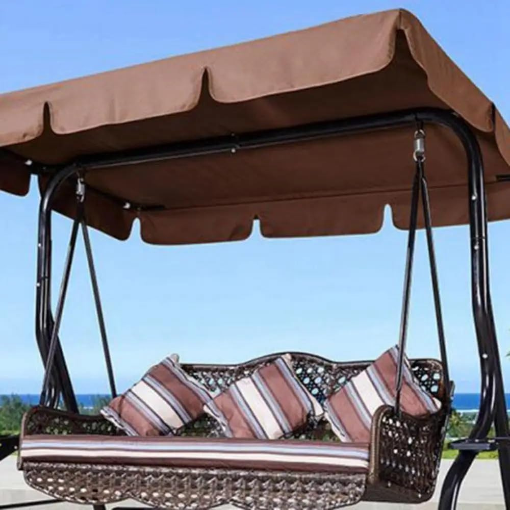 Copri Dondolo Tenda Parasole Impermeabile a 3 posti, Tenda da Campeggio, Sostituzione del Tetto, Articoli da Giardino, Tessuto Parasole Altalena da Giardino(Black M)