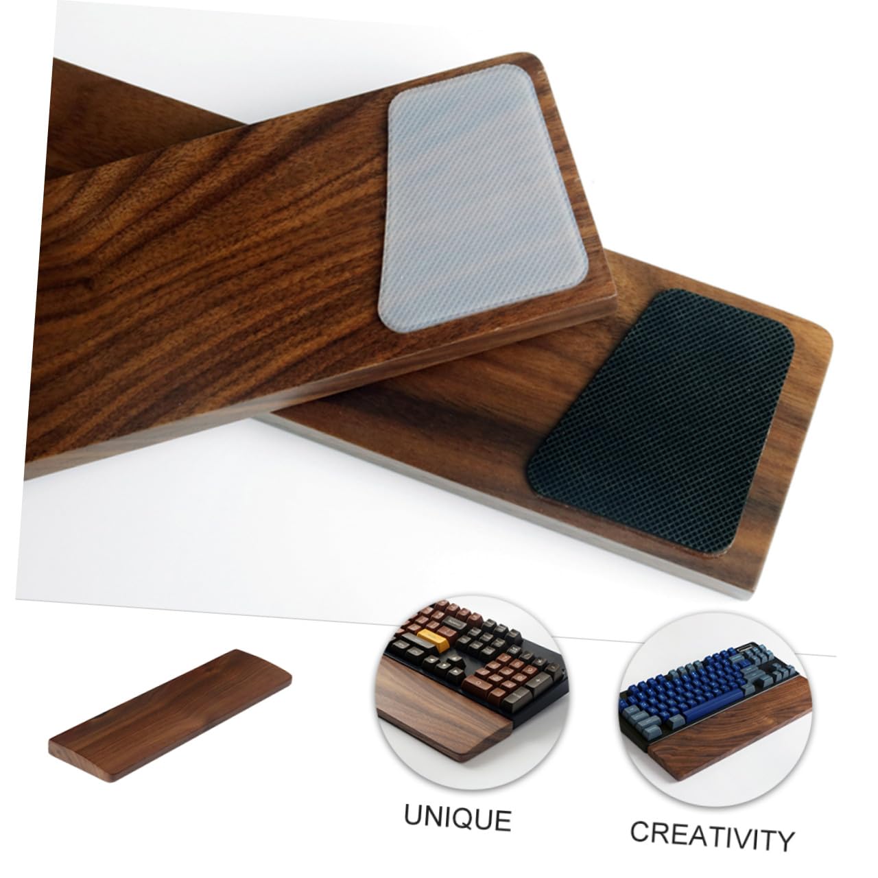 Repose-poignets pour Clavier 440mm en Bois de Noyer, Support Ergonomique