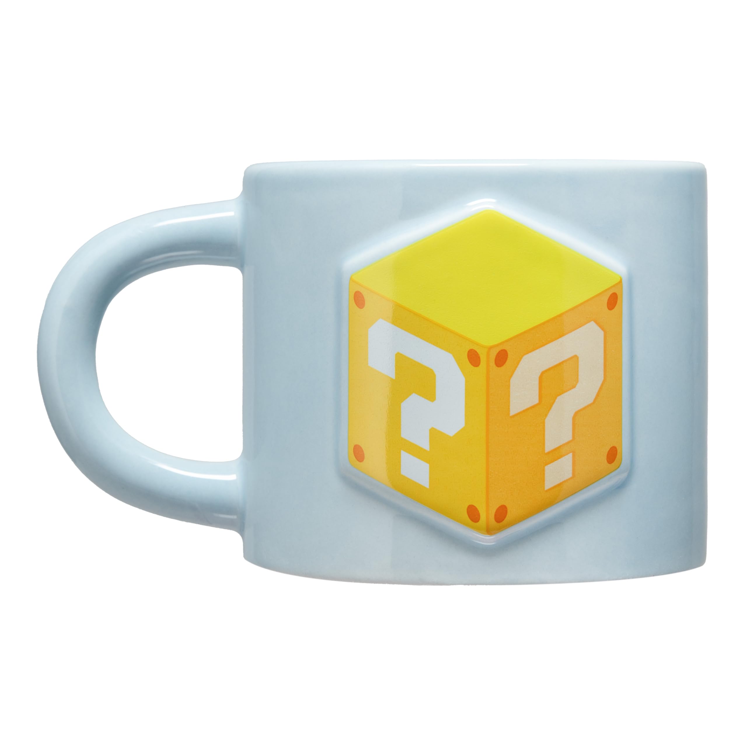 Paladone Super Mario Embossed Question Block Mug, 400ml Ceramic Drinkware with Iconic Power‑Up Designs, Official Nintendo Merchandise
