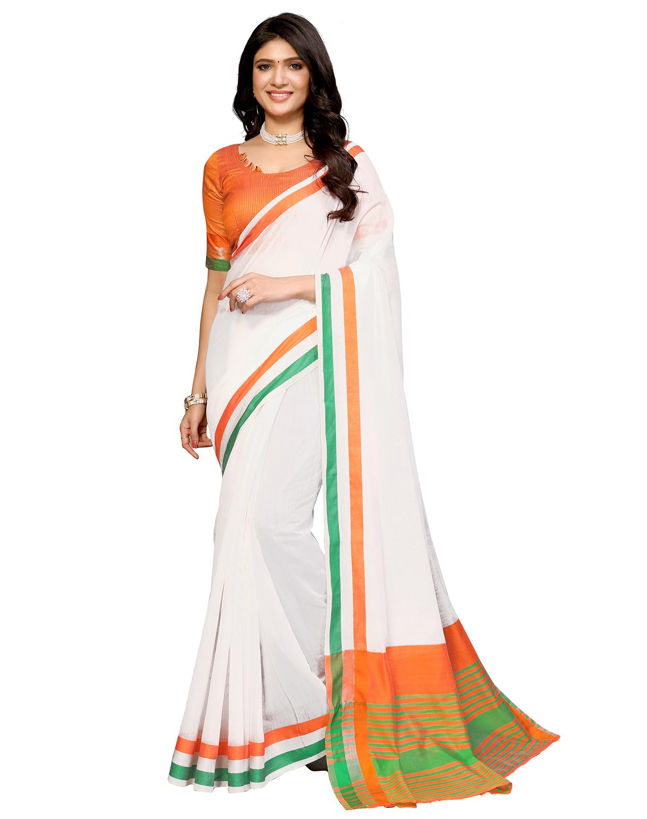 yashika Women's Woven in Cotton Silk Fabric-Independence Day Tiranaga Flag Saree with Unstitched Blouse Material (AZ-YS-P1-FLAG Plain Tricolor), Multicolor-picture-38