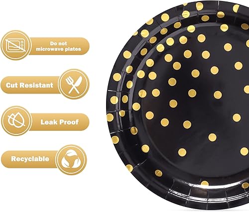 Miniatura 4 de CENLBJ Platos de papel rosa, platos de postre de papel desechables, 100 unidades, platos redondos de borde dorado de 7 pulgadas, suministros de