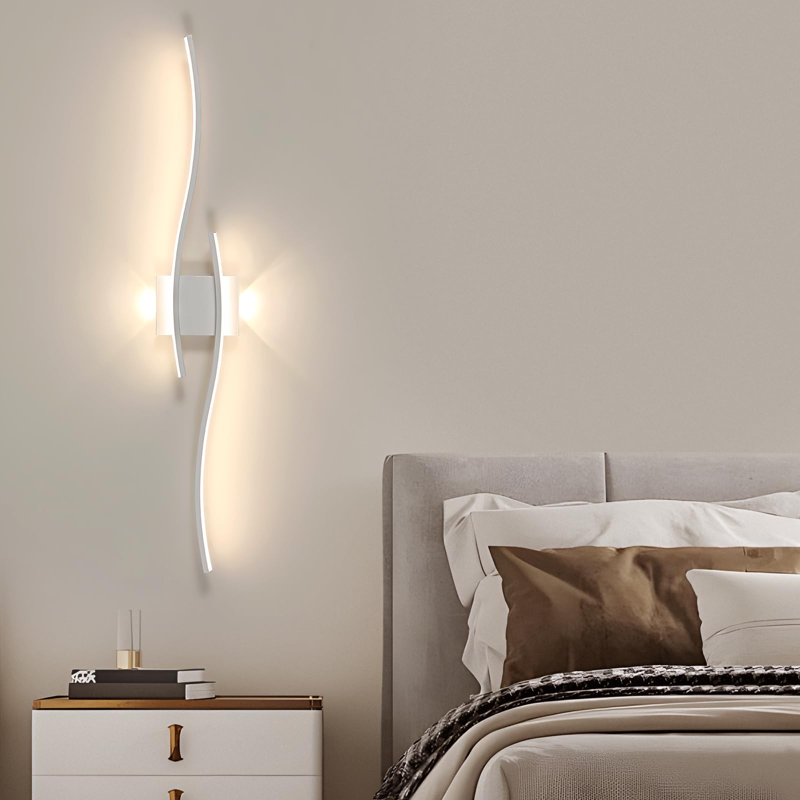 Comely Applique Murale Longue Intérieure 89.5 cm, LED Lampe Murale Blanc | 27W 3000LM, Applique Murale Interieur Moderne Design pour Chambre 4500k