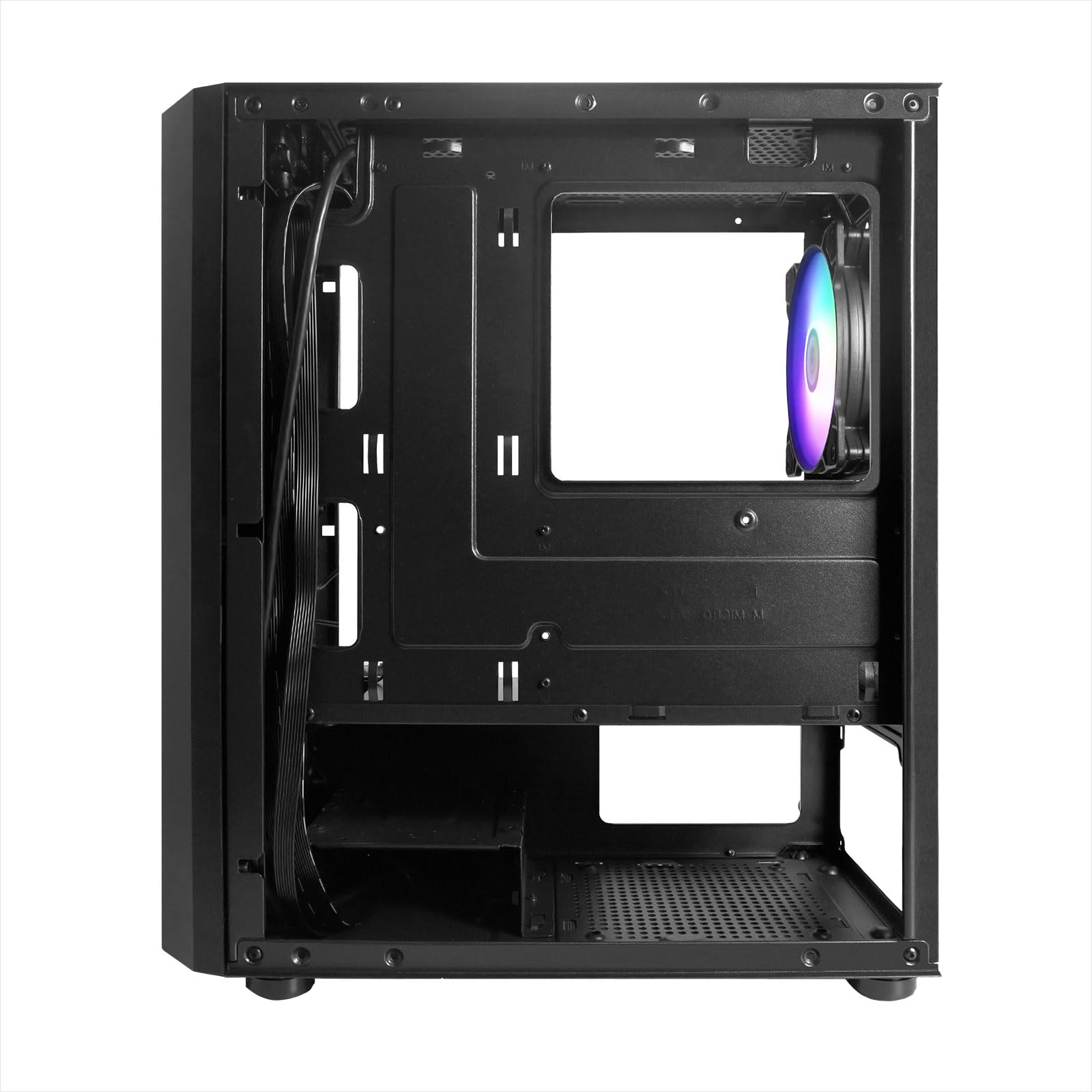 Nuwo Blitz R26 Nero Case Micro-ATX per PC Desktop Office Gaming Mini Tower 0.50MM SPCC 3 Ventole LED FRGB Illuminazione Arcobaleno Fissa Pannello Laterale in Vetro Temperato (AxPxL: 390x346x200 mm)