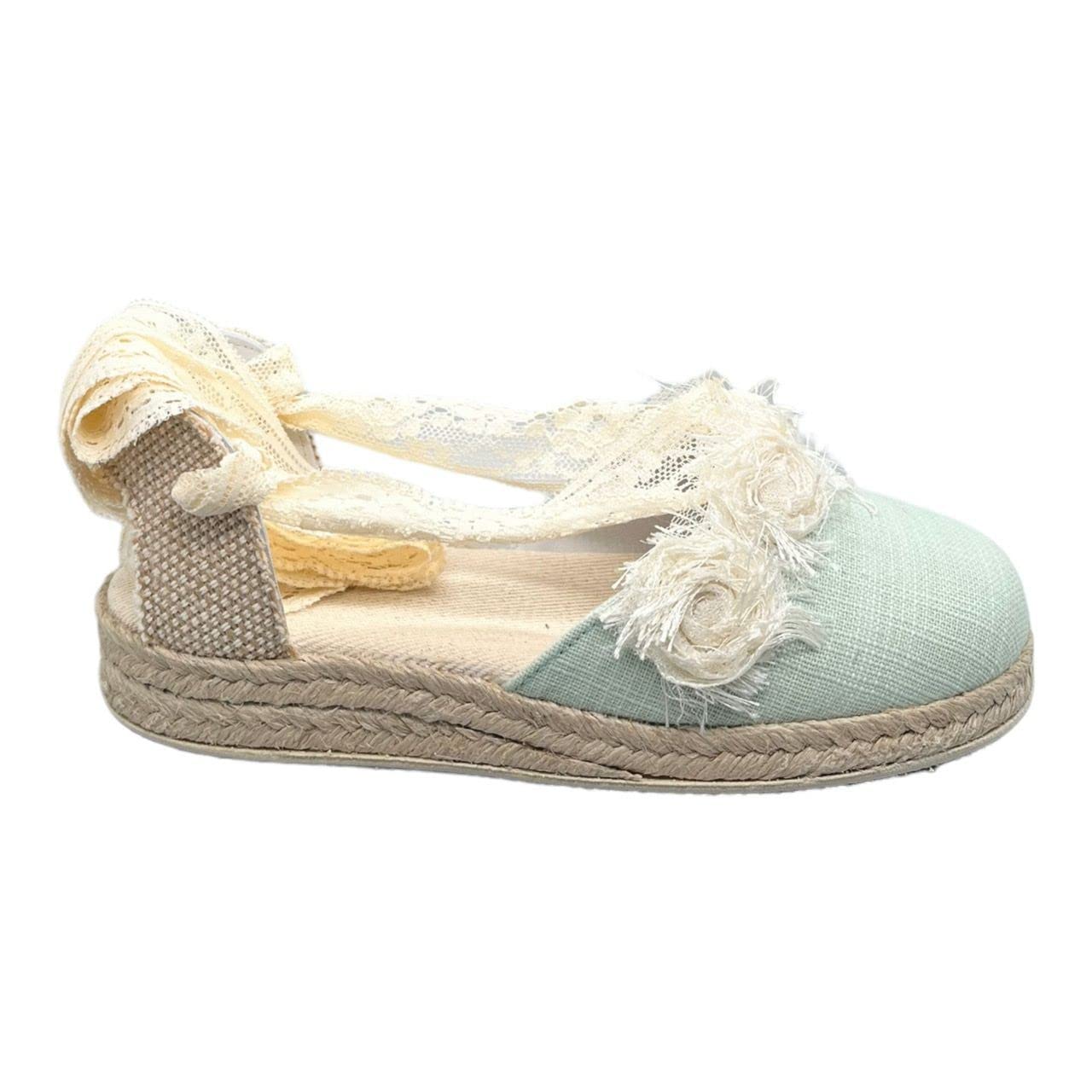 GUXS Zapato de Ceremonia y comunión Esparto Piel Lino verdina