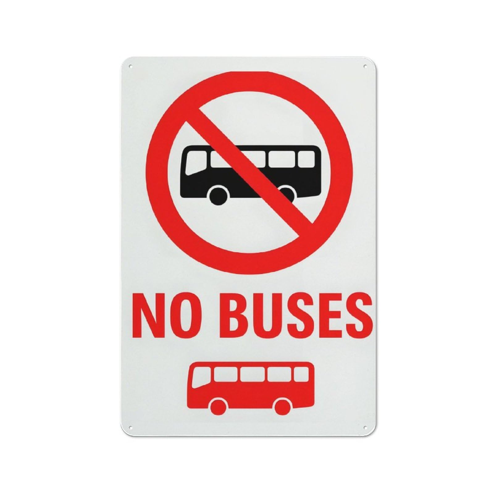 peiyeety No Buses Metal Tin Sign Traffic Safety Decor for Residential Streets, School Zones, and Restricted Roadways Classic Aluminum Warning Plaque to Regulate Vehicle Access, 6x8 Inch