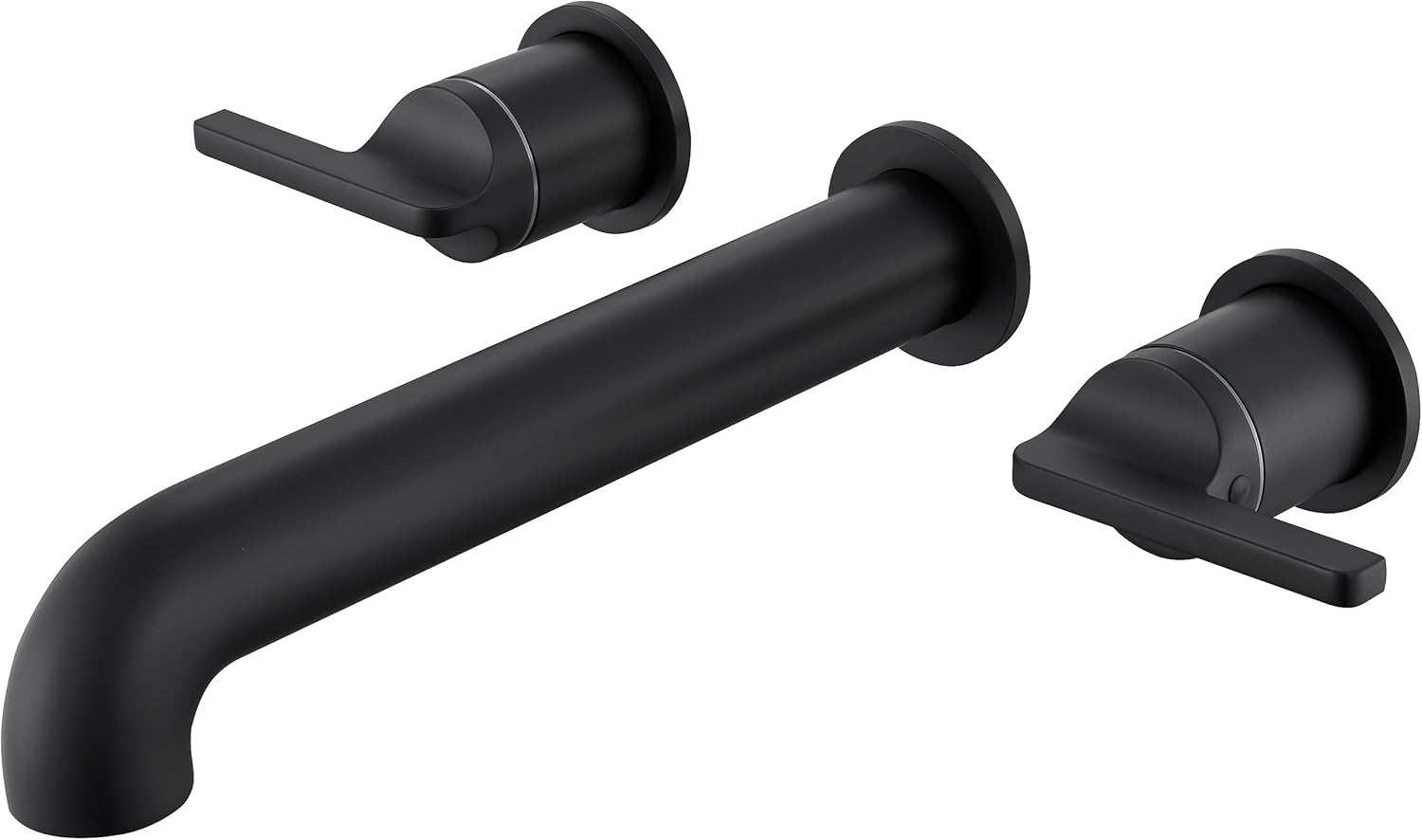 SITGES Solid Brass Wall Mount Tub Filler, 10" Long Spout Reach Wall Mount Bathtub Faucet with Two Lever Handles, High-End Design, High Flow Bathtub Faucet Set with Rough-in Valve included, Matte Black