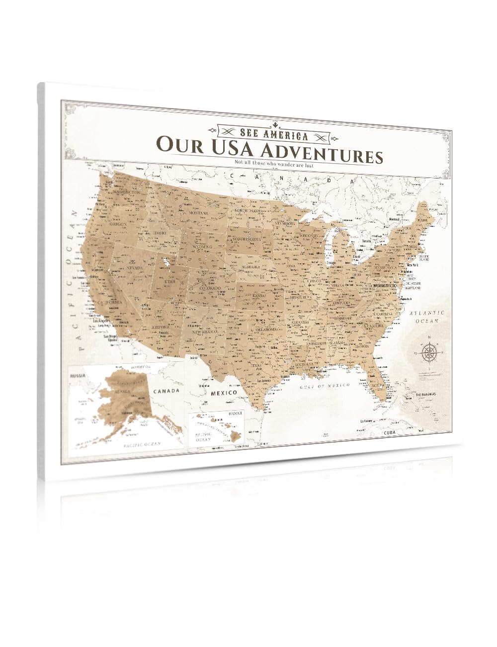 IPIC Vintage USA Maps for Wall, Map of the United States, Size 30x24 in