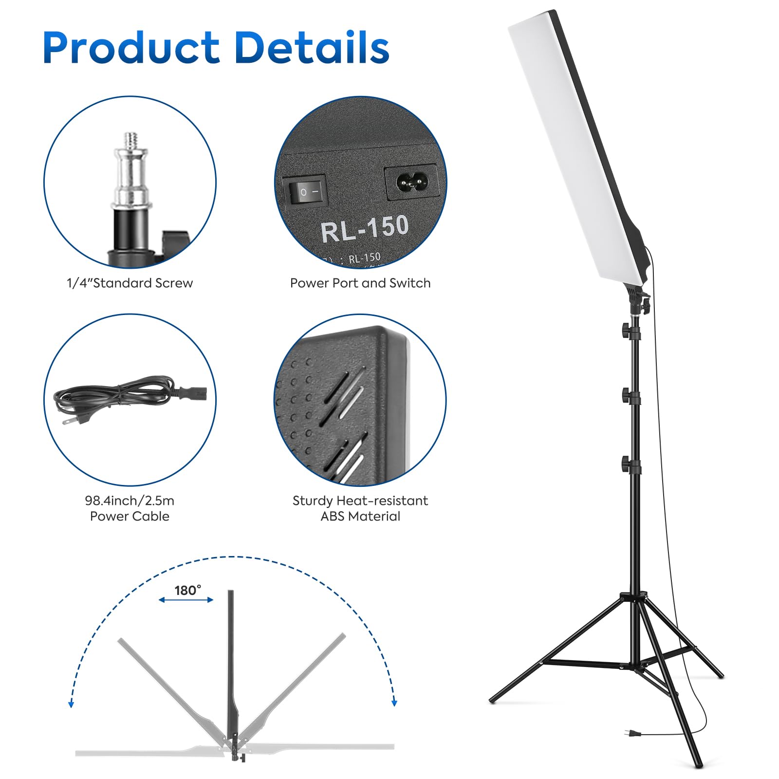 23,6 pollici LED Video Light 2-Pack Full Screen Fotografia Kit di illuminazione 2500-7500K Dimmerabile Photo Studio Luce Streaming Luce con telecomando e 2 m Stand per Filmare YouTube TikTok Video