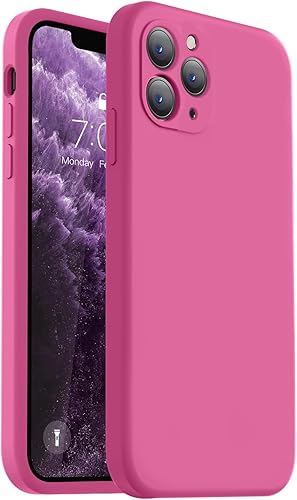 Vooii Funda compatible con iPhone 11 Pro Max, silicona líquida mejorada con bordes planos, protección de cámara, forro de microfibra antiarañazos