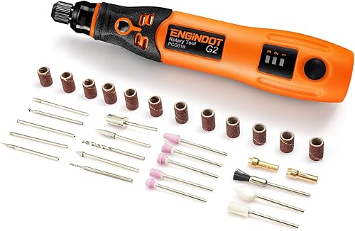ENGiNDOT - Kit de herramientas rotativas inalámbricas 37 V con 32 accesorios 3 velocidades herramienta giratoria de carga USB para lijar pulir