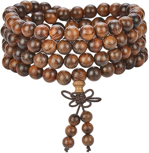 anzhongli Pulsera de cuentas Mala de 4252in con meditación de oración sándalo elástico Madera