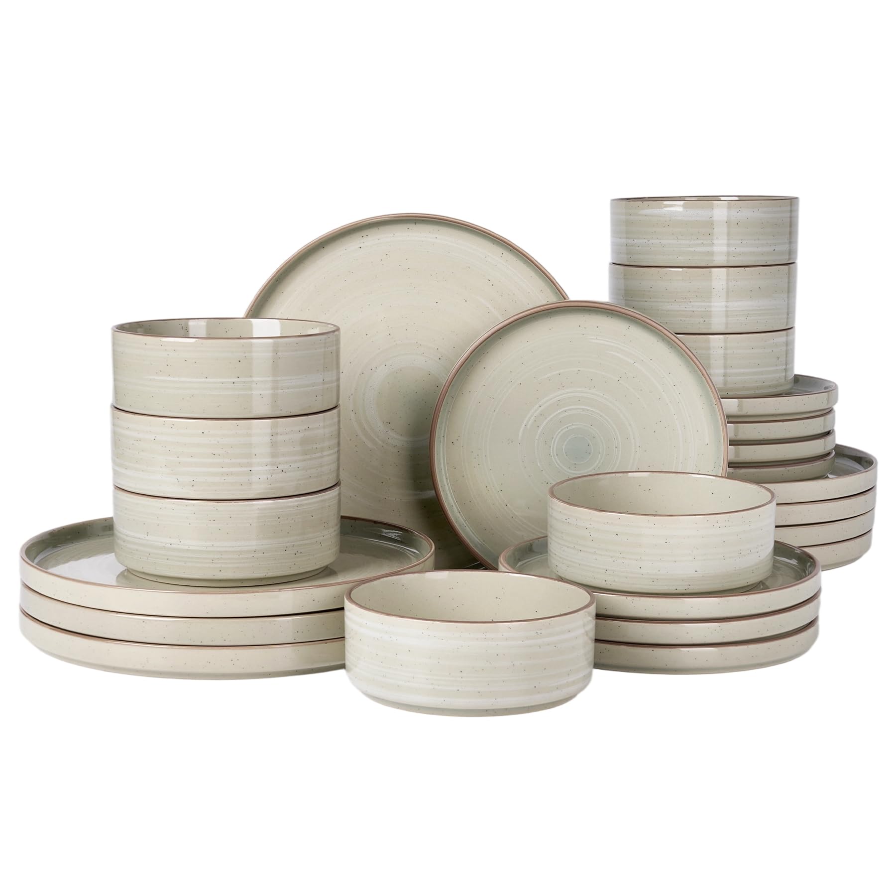 Famiware Stellar 24-Piece Stoneware Dinnerware Set, Matcha Green
