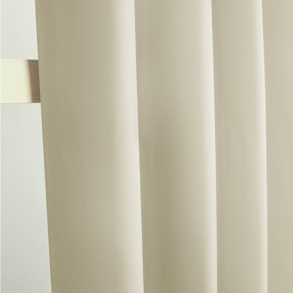 Turquoize Extra Wide Room Darkening Patio Door Curtains - Thermal Blackout Grommet Room Divider, 1 Panel (100W x 84L Inches, Cream Beige)