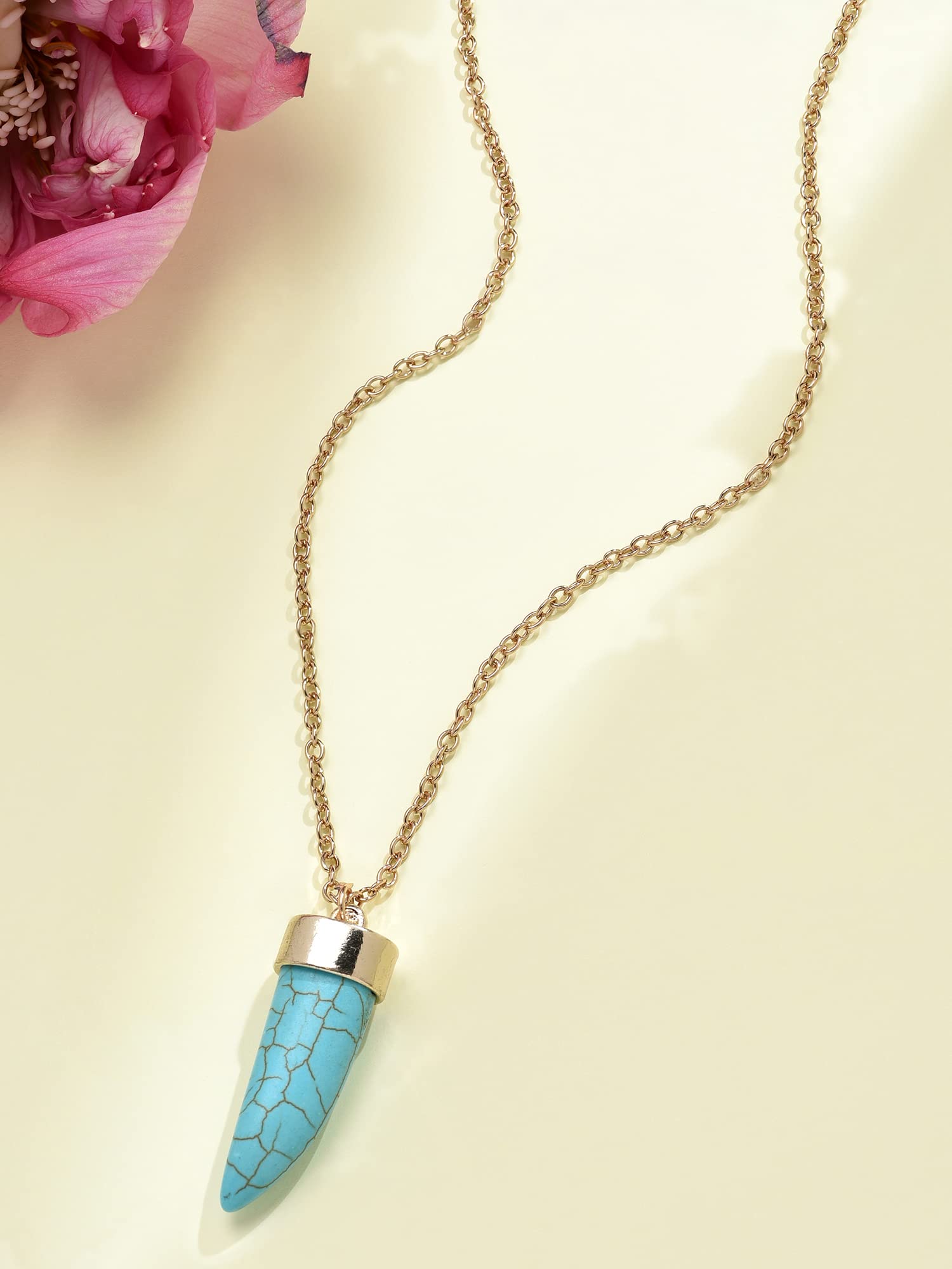 Women's Turquoise Contemporary Horn Pendant & Chain