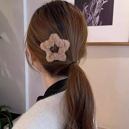 Miniatura 5 de 15 pinzas para el cabello con forma de estrella peluda, antideslizantes, coloridas, bonitas, bonitas, de metal, accesorios para el cabello, para