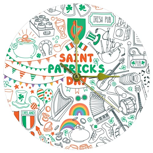 Horloge murale silencieuse St. Patrick en acrylique de 25 cm