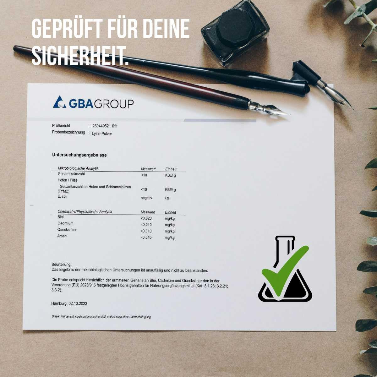 Poudre de lysine pure | L-lysine pure sans additifs | 250 portions (2 grammes par jour) | 100 % végétalien et testé en laboratoire avec certificat | 500 g