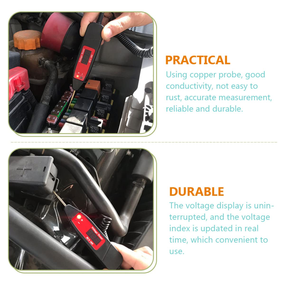 SOLUSTRE 4pièces Testeur De Circuit Numérique Lcd Pour Voiture Stylo Électrique De Détection De Tension Continuité Pour Système Électrique Automobile