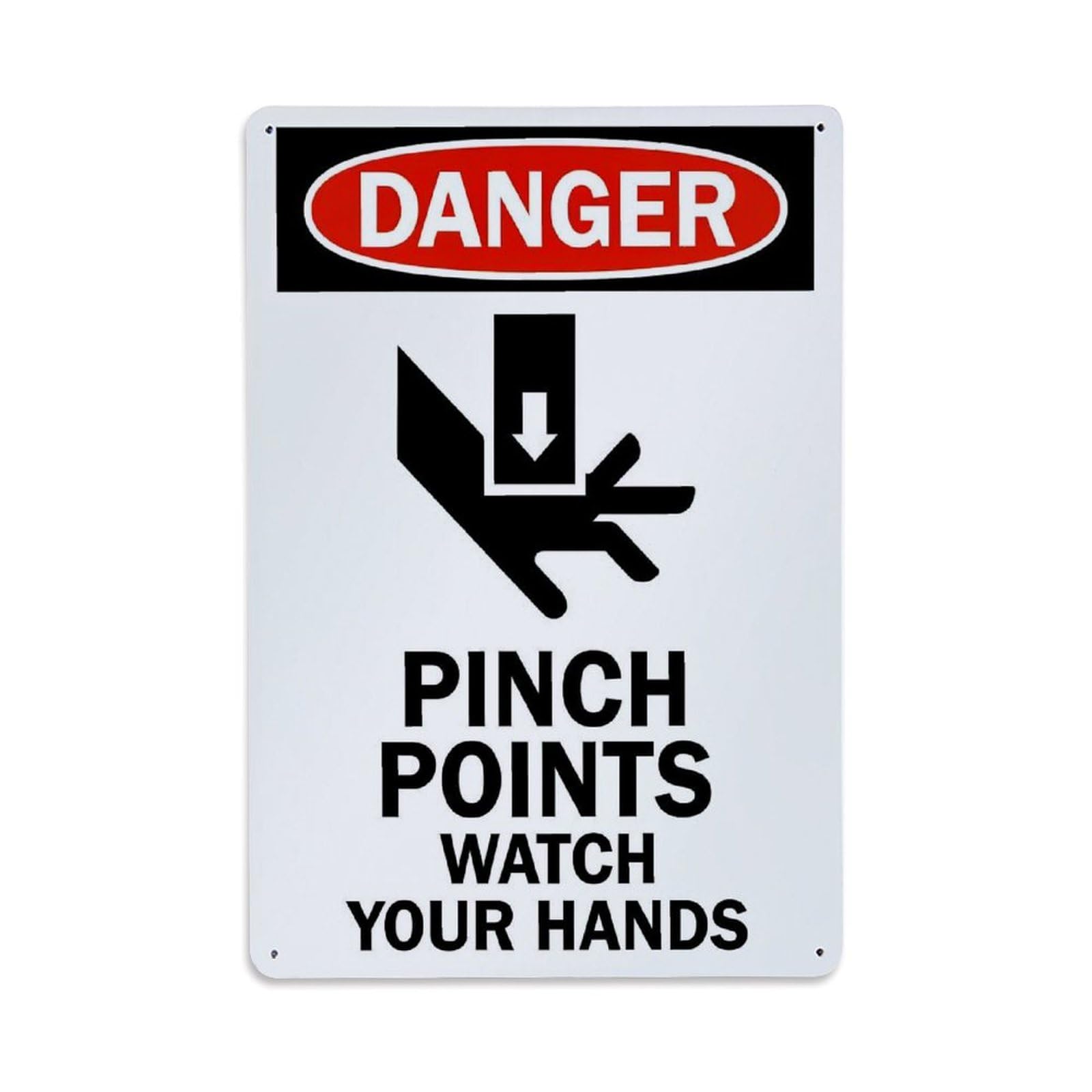 Jdfenggu Vintage Danger Pinch Points Warning Sign Retro Metal Tin Sign, Metal Poster For Bar, Home, Man Cave, Kitchen, Laundry Room Art Decor 8X12 Inch