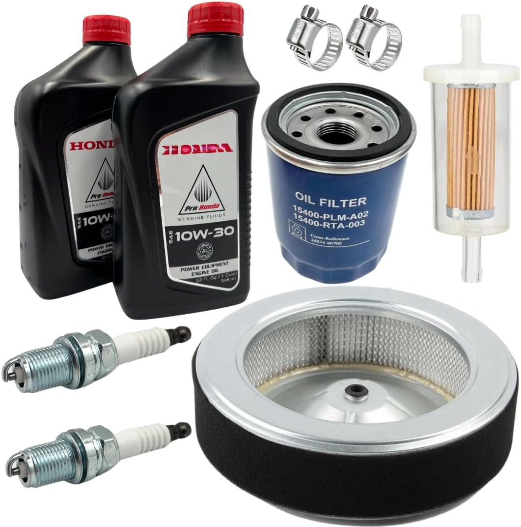 TUNE UP KIT FOR GX630 GX660 GX690 INCLUDE 2 PK GENUINE OIL [08207-10W30] REPLACEMENT 15400-PLM-A02 OIL FILTER AND AIR FILTER REPLACE 17210-Z6L-010 2 PK SPARK PLUG REPLACE 98079-5587G & FUEL FILTER