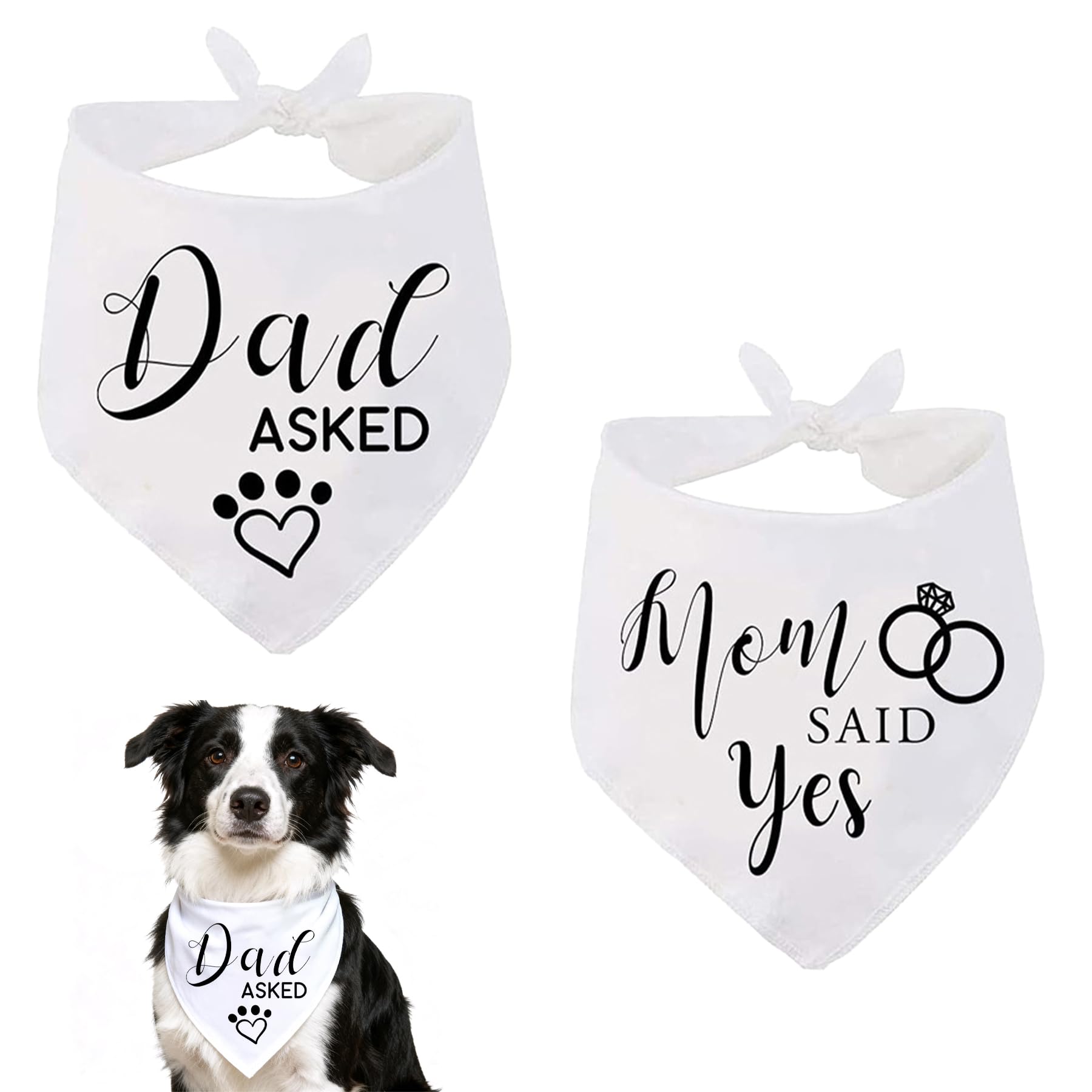 Wasise Dog Wedding Bandana - Dog Scarf, Pet Scarf, Pet Bandana Triangle Bibs Kerchief, 2Pack Dogs Wedding Outfit Bandanas, Pet Accessories, Gift for Bride And Groom, for Dogs Small Medium Large