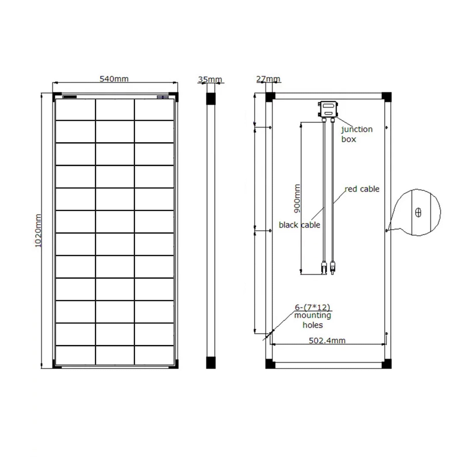 Enjoysolar Mono 100 W Nero 12V Pannello solare monocristallino Pannello solare fotovoltaico Ideale per camper, case da giardino, barca