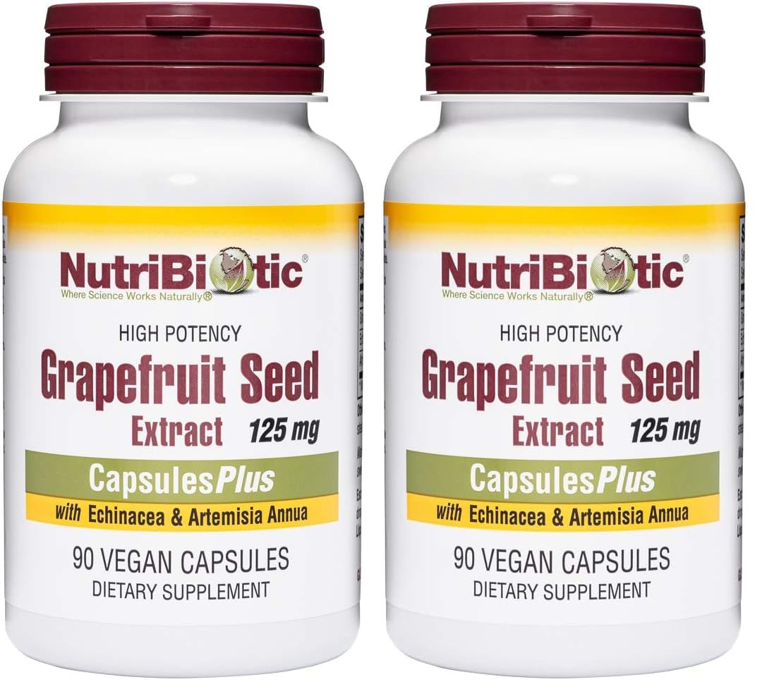 NutriBiotic Grapefruit Seed Extract CapsulesPlus, 125 mg of GSE, 90 Count (Pack of 2)