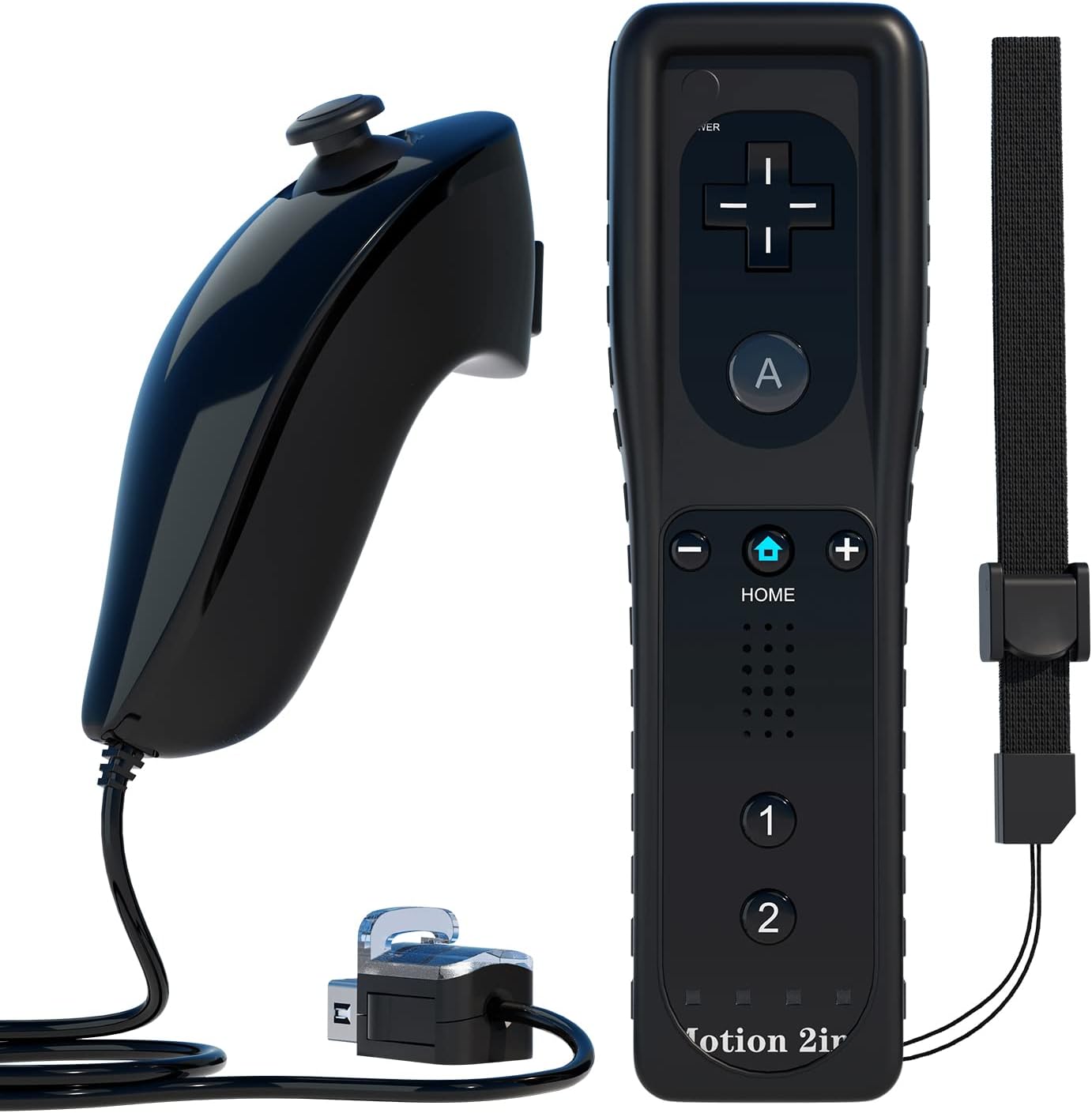 TechKen Remote Controller for Wii, Built-in 2 in 1 Motion Plus with Silicon Case and Nunchuck (Black)