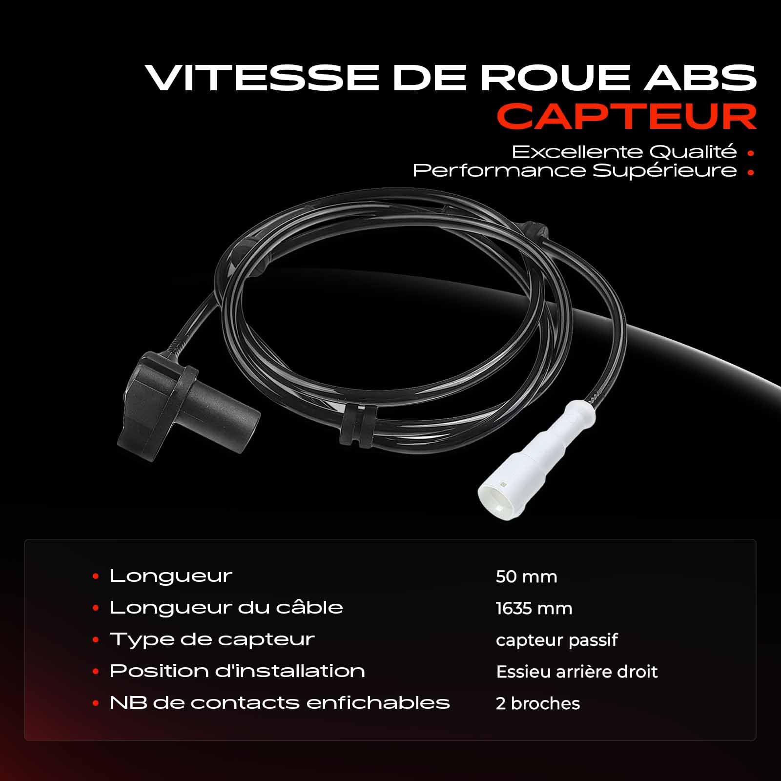 Frankberg Capteur ABS arrière droit 2 broches | Compatible avec: Clio II BB CB, Thalia I LB