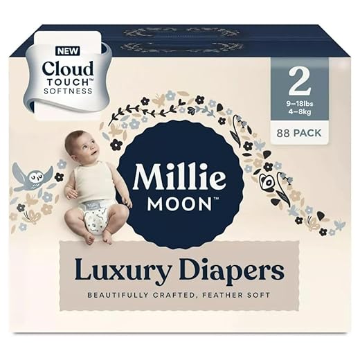 Millie Moon Luxury Disposable Diapers COUCHES DE Luxe (88 Diapers (9lbs-18lbs)