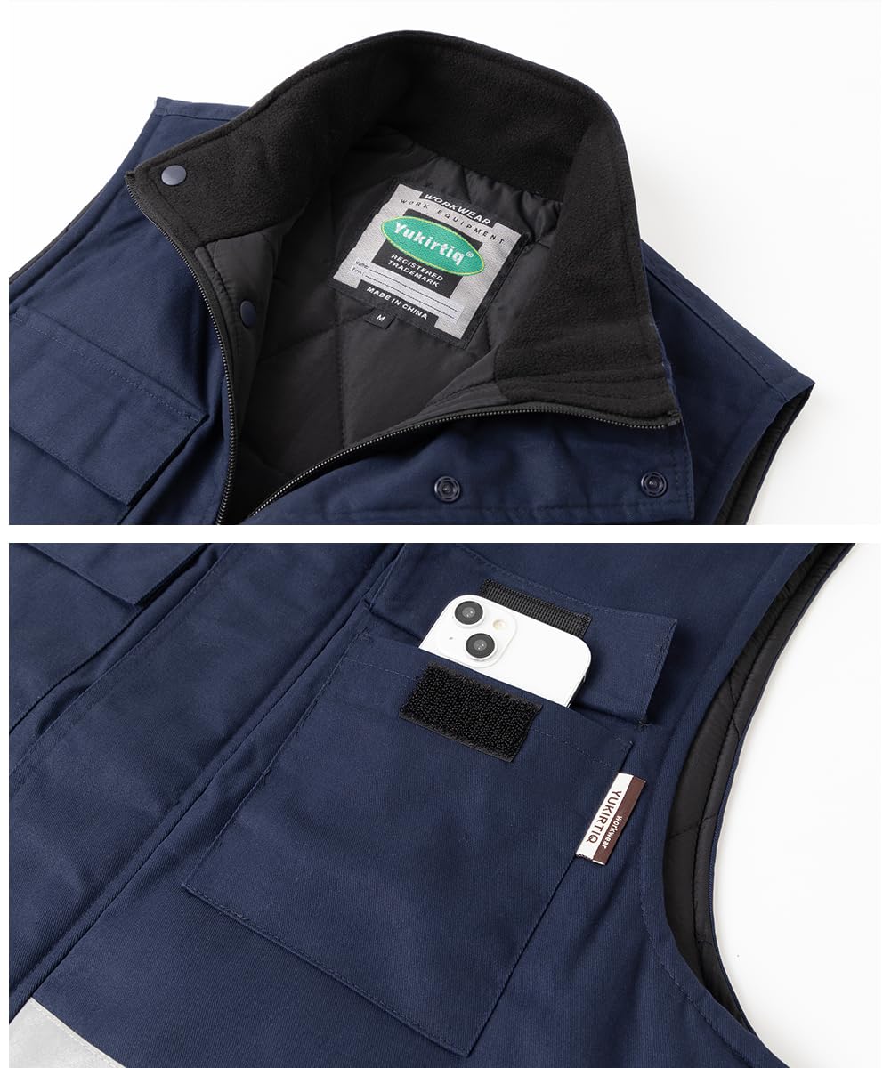 Homme Gilet Haute Visibilité de Travail Rembourré Gilet Réfléchissante Manteau Sans Manche de Travail