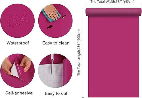 Vista 101 de CHIHUT Papel tapiz de color naranja para despegar y pegar de 17.7 x 100 pulgadas, mate, autoadhesivo, extraíble, papel adhesivo naranja sólido