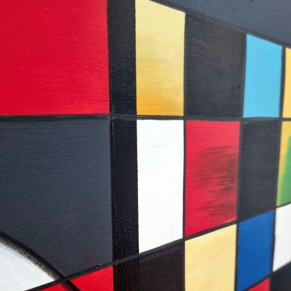 I Colori del Caribe Quadri Astratti Dipinti A Mano su Tela Geometrici Omaggio A Kandinsky Alta QUALITA' Made in Italy Nero Rosso - Gravitation