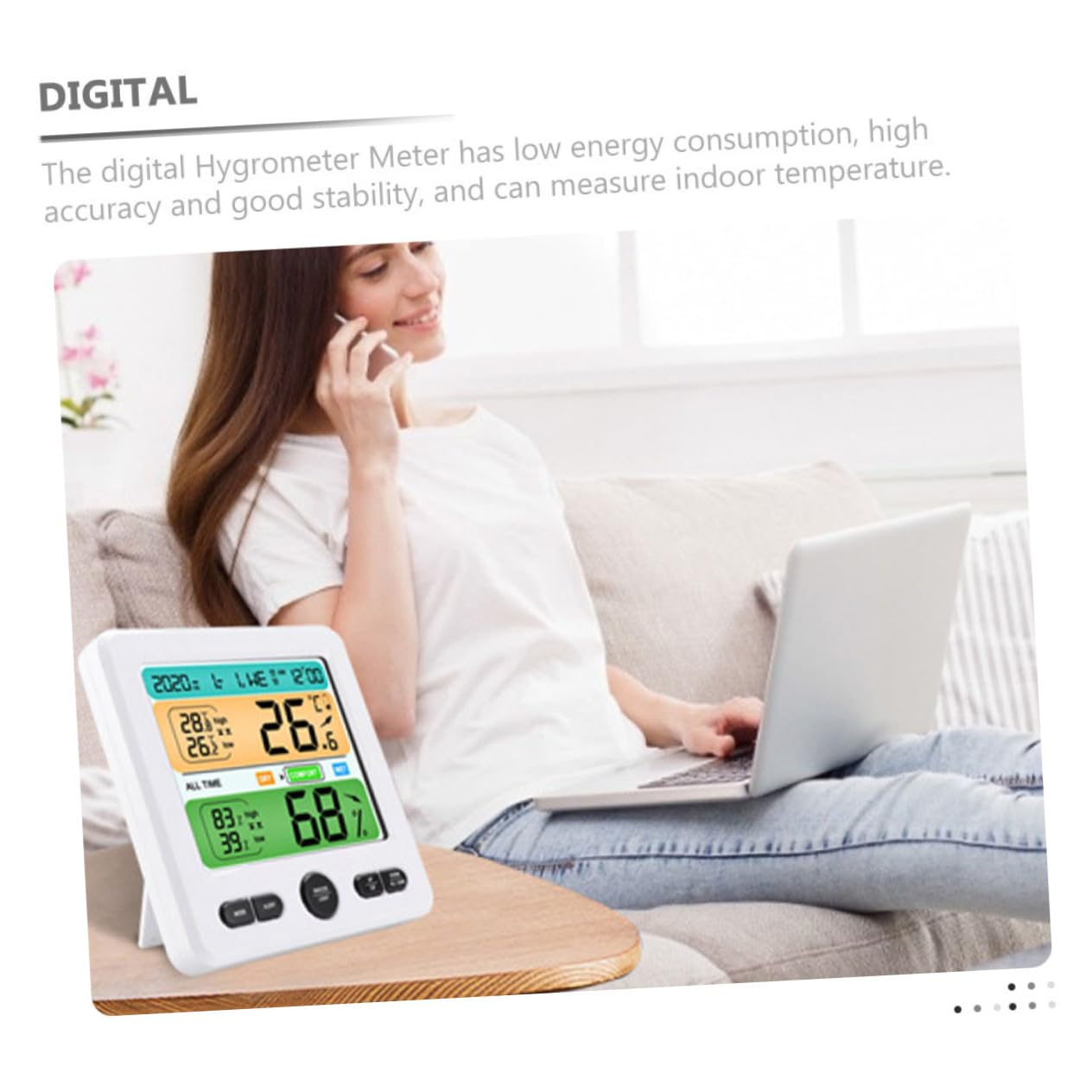 Toddmomy 1set Igrometro Digitale Lcd Con Funzione Termometro Monitor Di Temperatura e Umidità Per Ambienti Interni Adatto Per Stanze Uffici e Ospedali Facile Installazione e Utilizzo