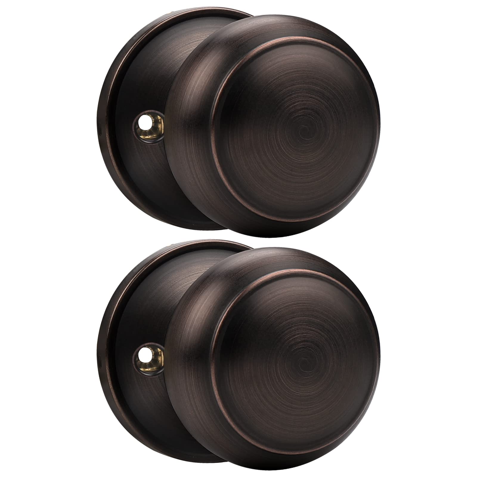 Probrico Oil Rubbed Bronze Door Knob One Side 2 Pack, Fake Door Handles Dummy Function for Closet French Doors, Bronze Dummy Door Knobs, Flat Ball