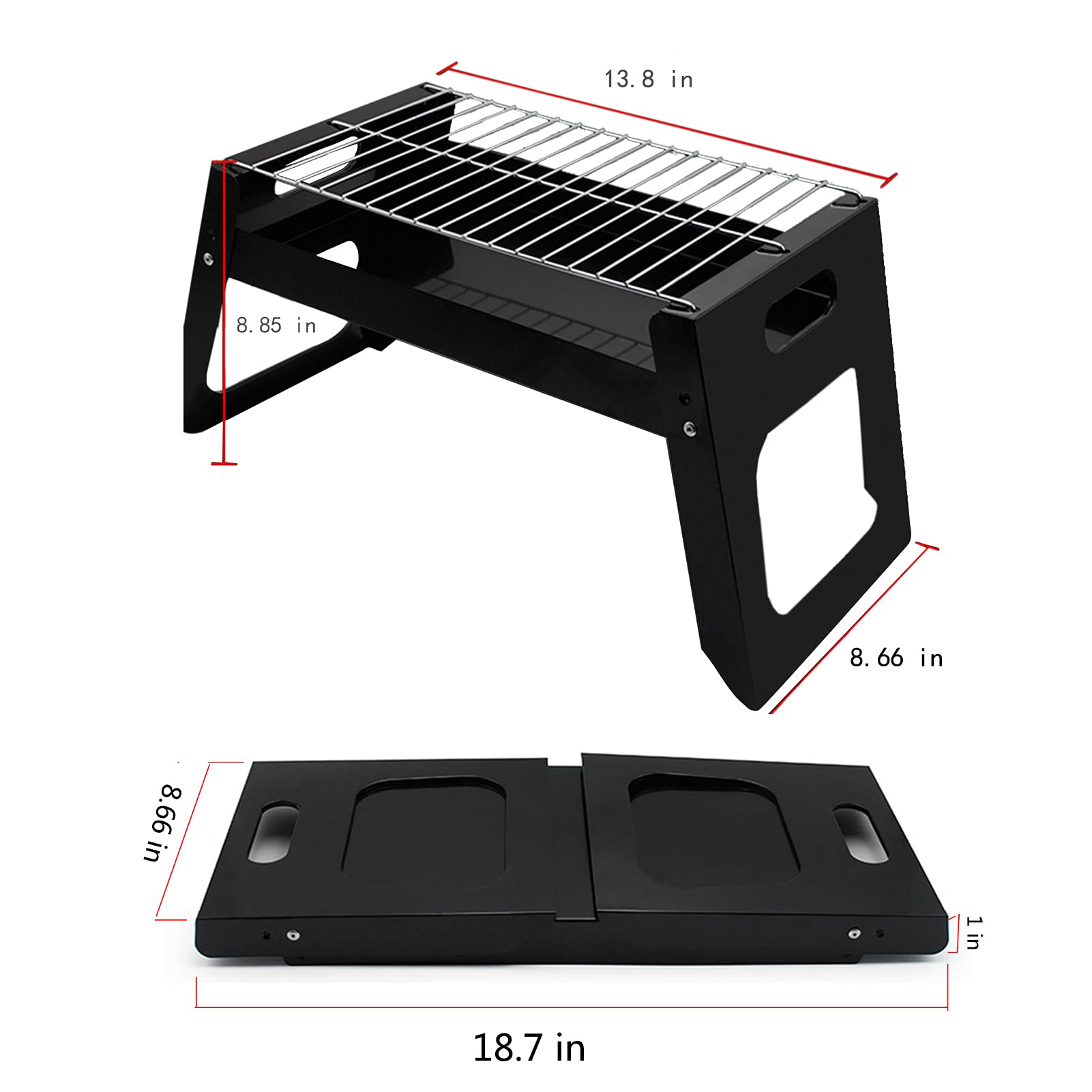 Przenośny mały grill kempingowy na węgiel drzewny, kempingowy mini składany grill, przenośny grill na węgiel drzewny, grill grillowy