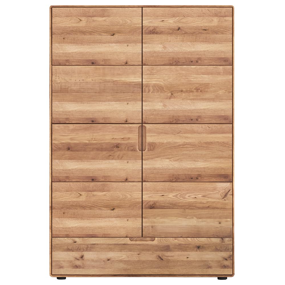 Lomadox Hochschrank Massivholz geölt100 cm breit Wohnzimmerschrank Wohnzimmermöbel modern in massiver Eiche