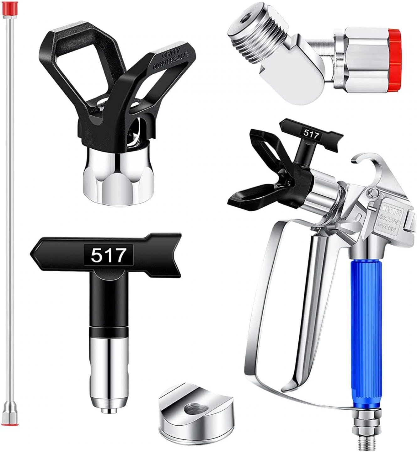 JISADER Airless Paint Spray Spray Guide Accessory Tool Set Universal 3600 PSI 517 Tip and Tip Guard