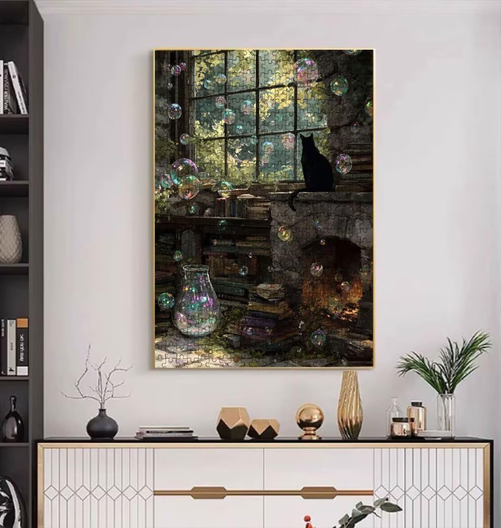 Bubble Black Cat, Klasyczna Puzzle 3000 Sztuk Dla Dorosłych BLQSBGA7-384 | Wyzwanie Zagadki, Gry Logiczne Cała Rodzina, Stres, Wystrój Domu Miłośnicy Puzzle