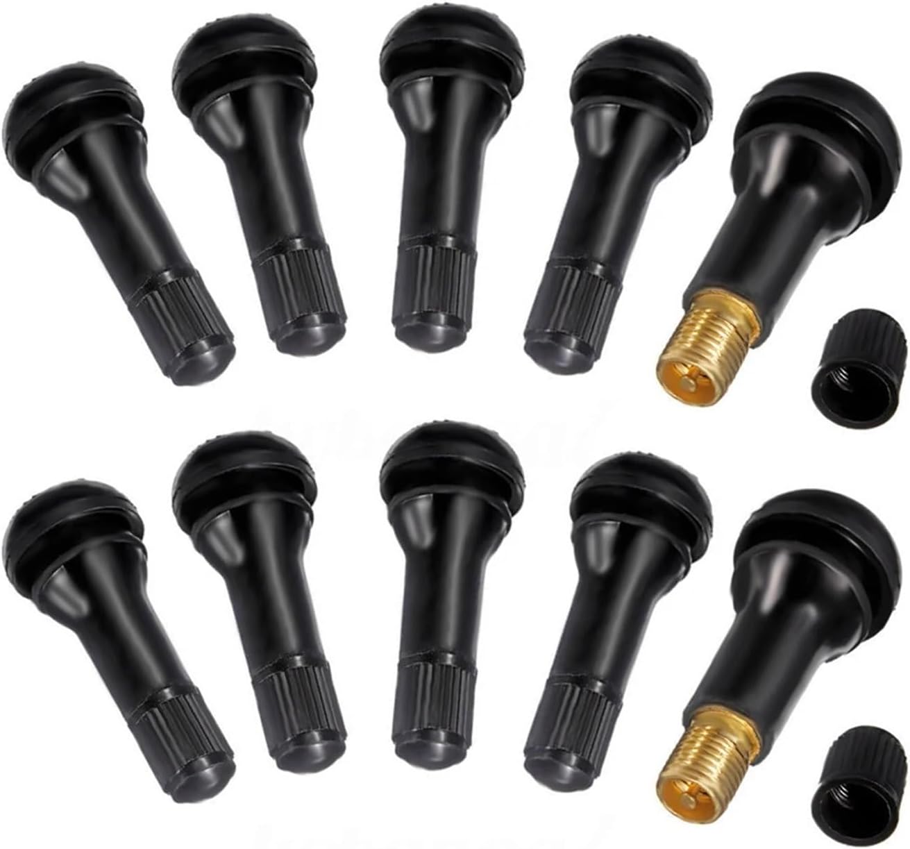 Metal Valve Stems 80 Pcs TR413 Tubeless Tire Valve Stem (with Dust Cap), Black Rubber Valve Stem for Tubeless Tires