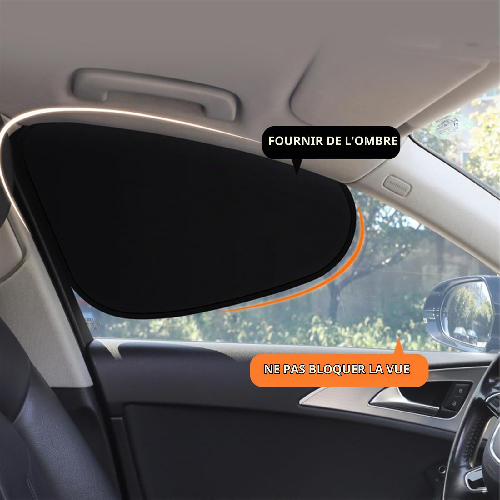 4PCS Pare-Soleil pour Vitre de Voiture, Pliable Abat-Jour de Visière de Fenêtre Latérale, Autocollant Statique, Ne Bloque Pas Les Rétroviseurs, pour la Plupart des Voitures, Fourgonnettes