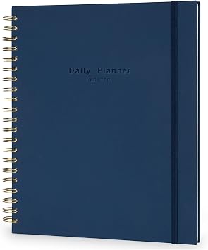 AuroPlanner Undated Daily Planner Notebook 8.5x11 Hourly Schedule Blue