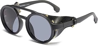 Visions India Retro Vintage Black Round Flap Unisex Sunglasses (VI-SG-95517-C4) - Pack of 1 Price In India