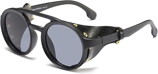 Visions India Retro Vintage Black Round Flap Unisex Sunglasses (VI-SG-95517-C4) - Pack of 1