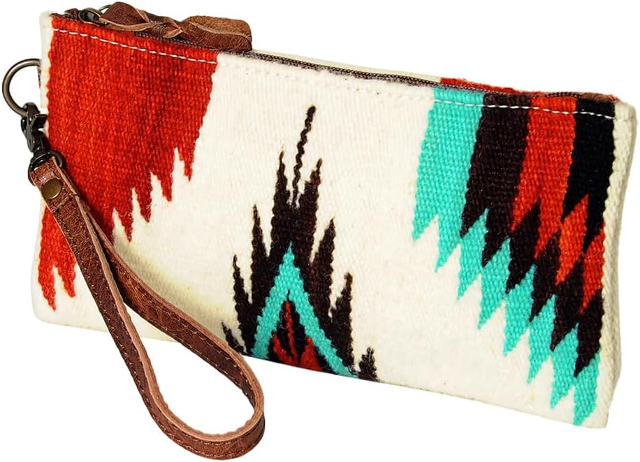American Darling Wristlet Saddle Blanket Genuine Leather Western Women Bag | Handbag Purse Travel Clutch