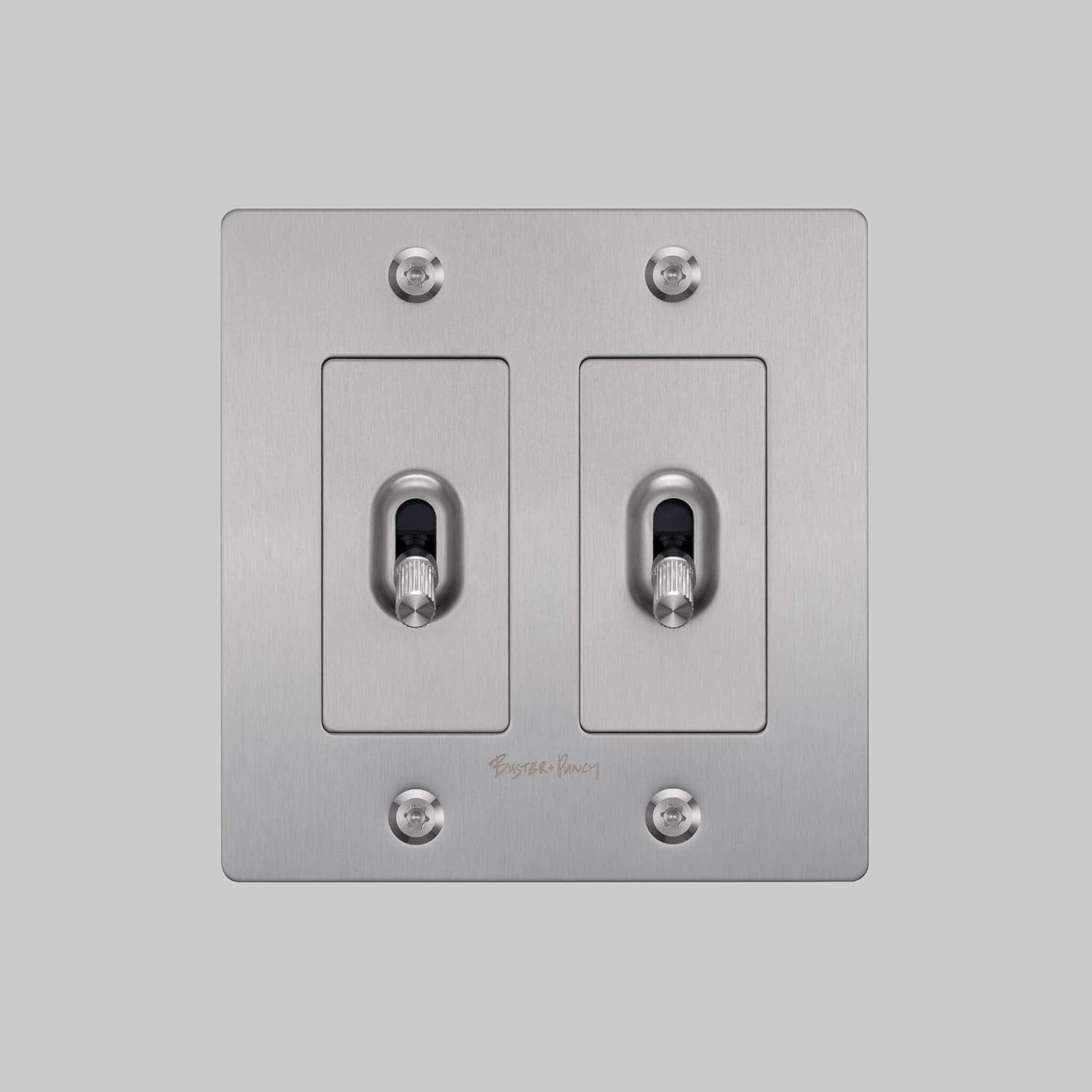 Buster and Punch 2G Toggle Light Switch Linear Knurl with Logo in Black