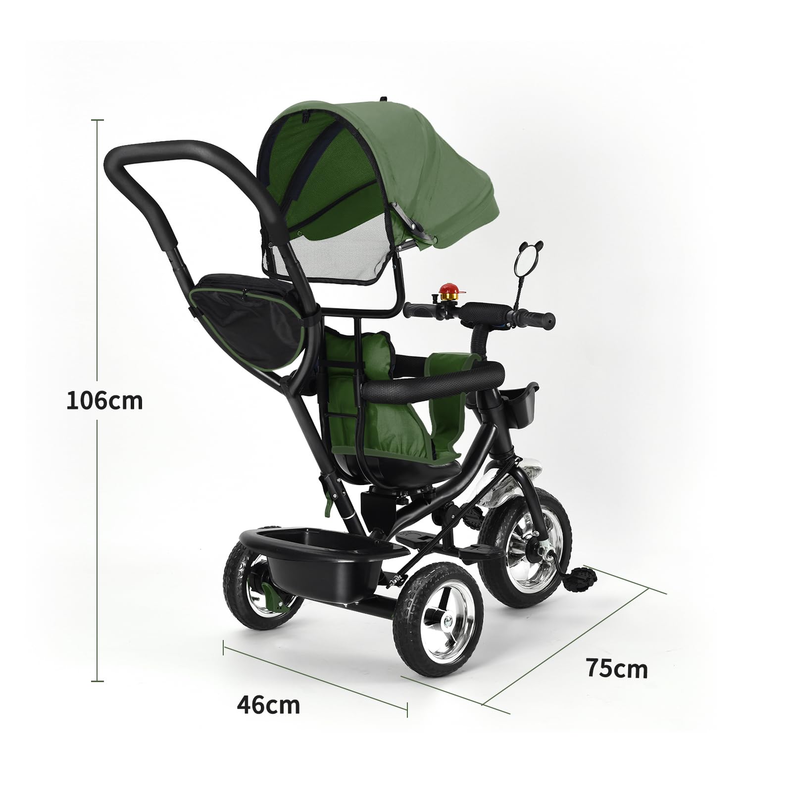 OHMG 4-in-1 Driewieler met Duwstang voor Kinderen