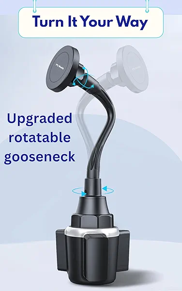 Cup Holder Phone Mount Magnetic - Designed for MagSafe Cupholder Car Mount, Super Strong Magnet for Cell Phone Cup Holders, Expandable Base, Flexible Gooseneck, Compatible with iPhone, Galaxy, Pixel